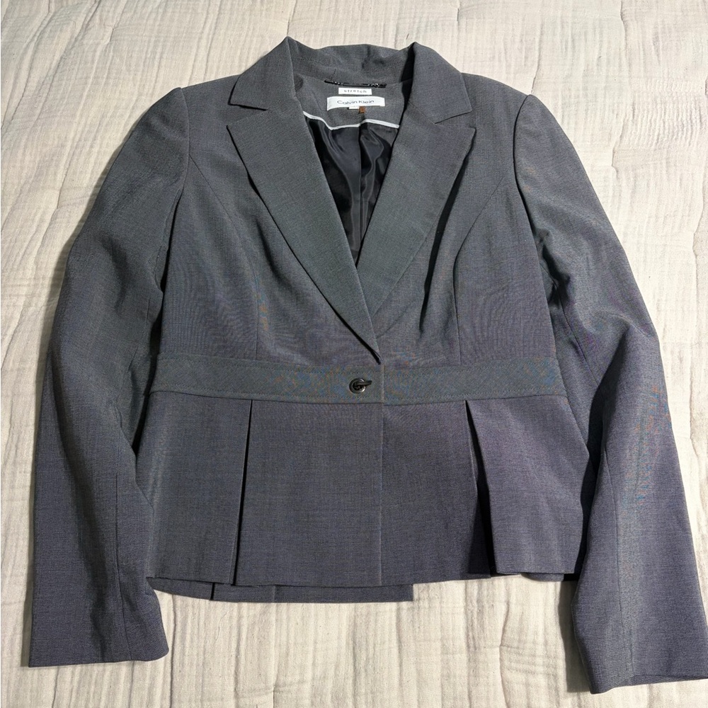 Calvin Klein Size 4 Charcoal Women's Blazer